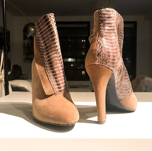 Rebecca Minkoff Suede & Snakeskin Ankle Boots - Picture 5 of 8